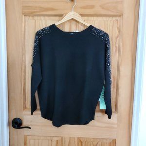 Siren Lily Petites Embellished Black Sweater